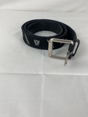 Polo Ralph Lauren Crest Belt Black Fabric Leather Tip Size 34